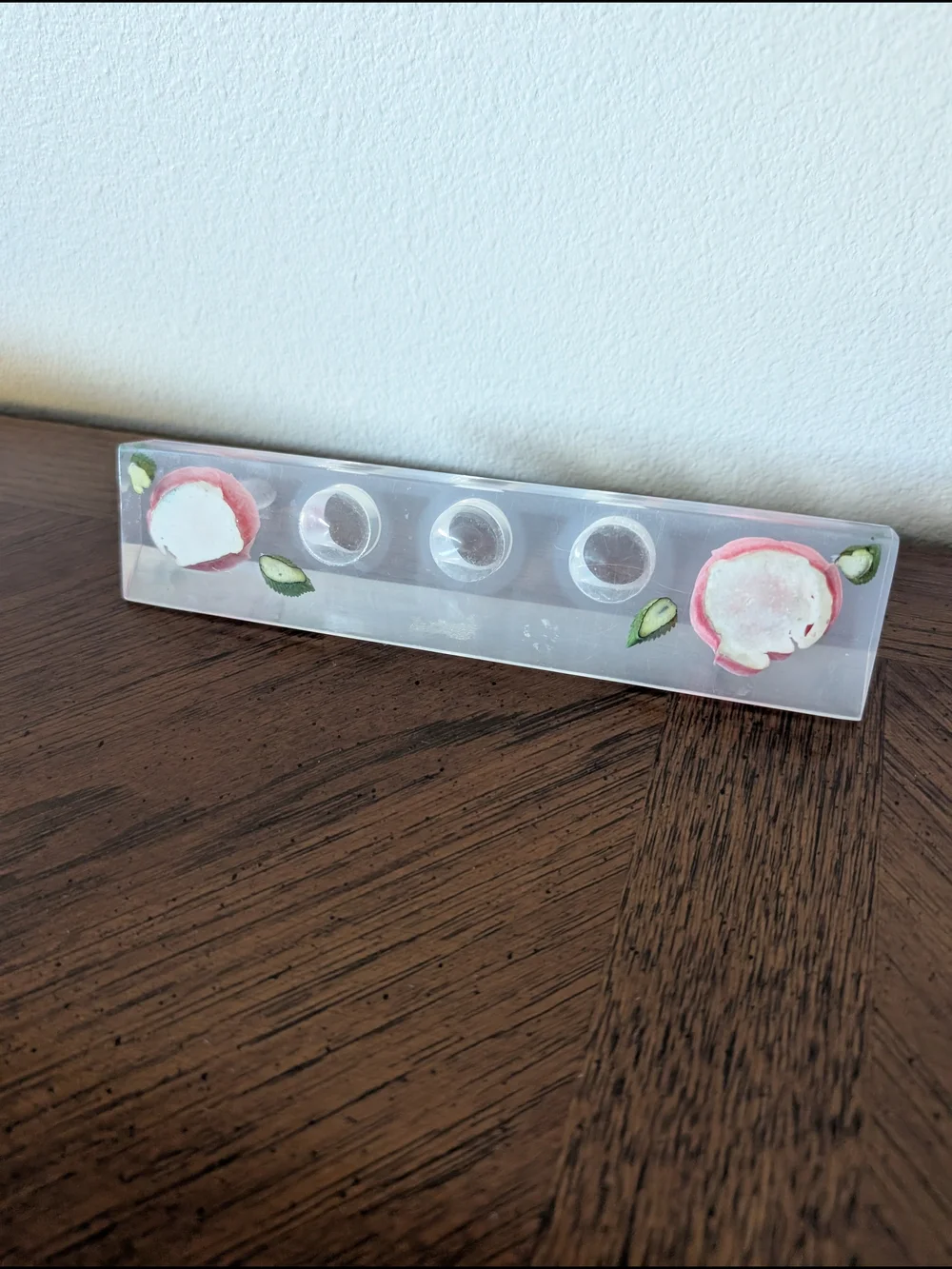 VTG Lucite Pink Rose Bathroom Tray | Ring Lipstick Organizer